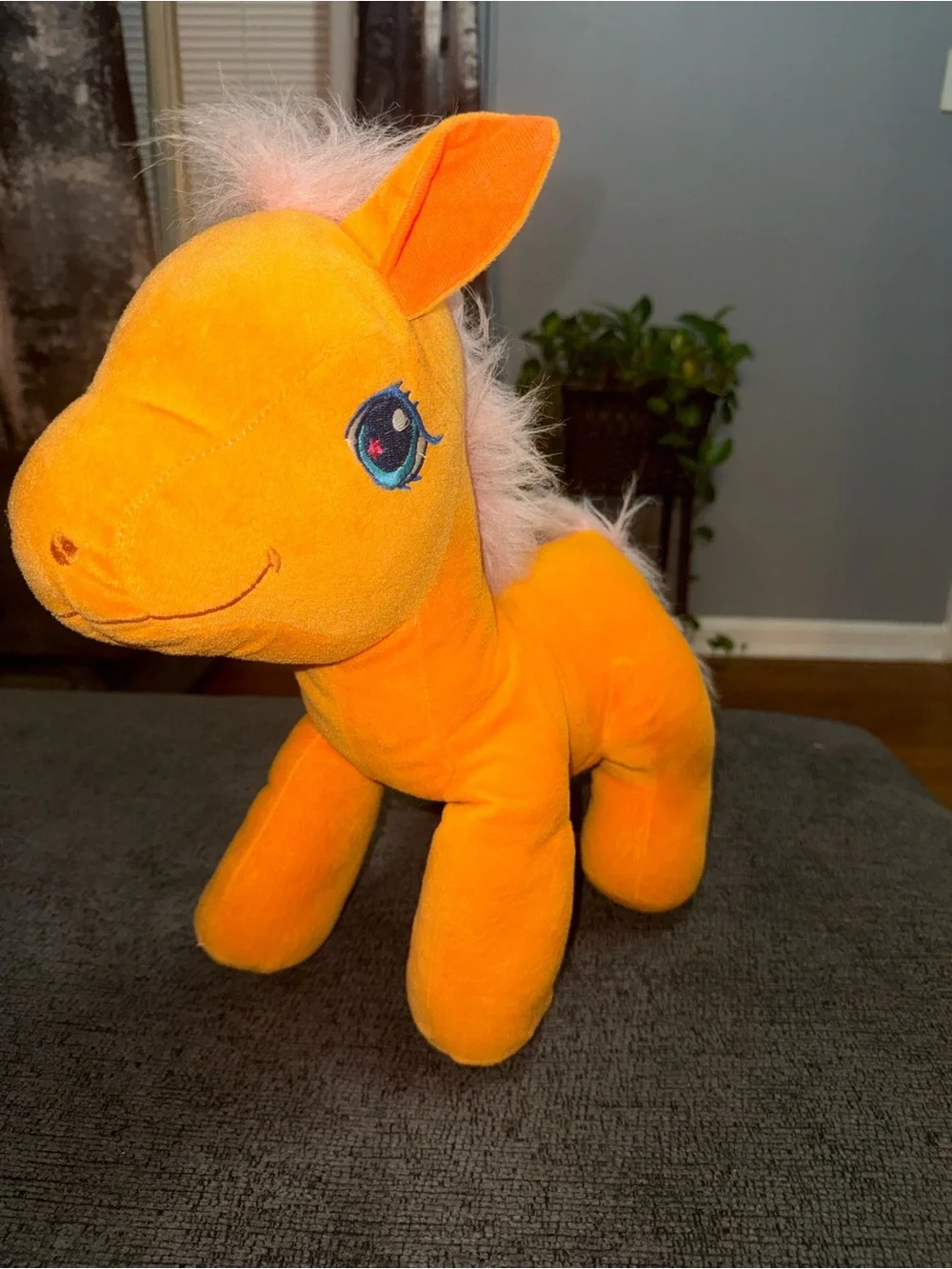 Carousel Soft Toys Orange Plush Pony Horse Pink Mane Stuffed Animal 14” Cute
